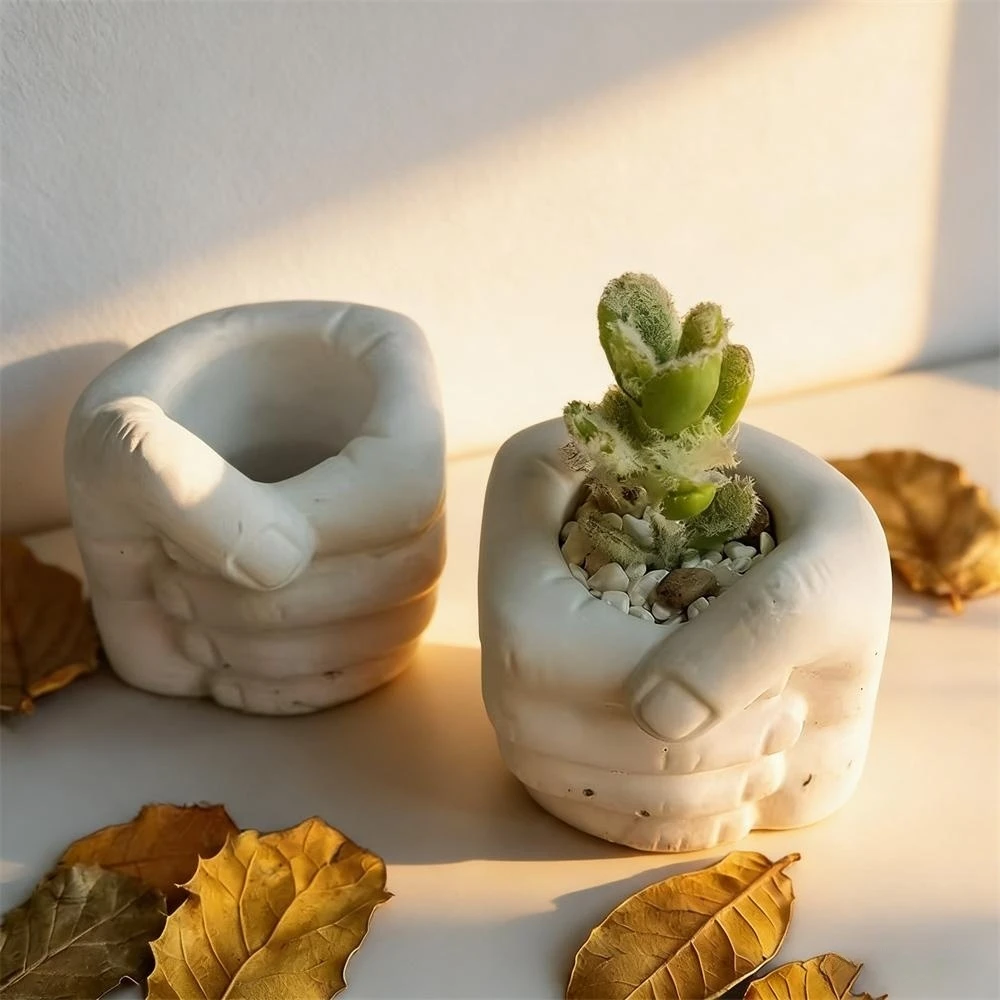 

Creative Hand Shape Concrete Vase Silicone Molds Fist Plants Pot Plaster Pen Container Cement Flowerpot Mould