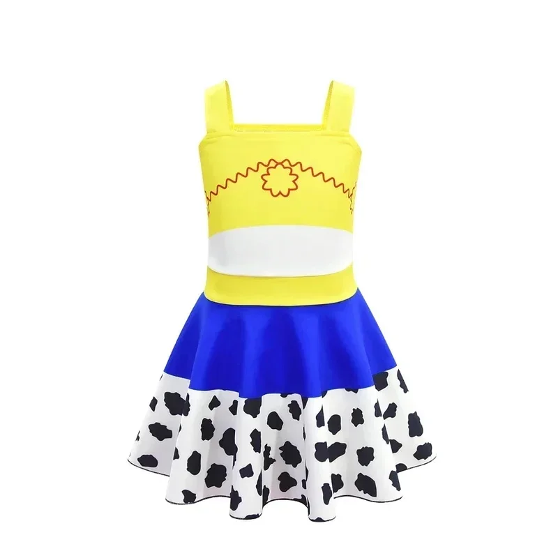 ♥ Nuevo Vestido de Jessie para Niña de Halloween 2026, Disfraz de Vaquera con Estampado 3D de Dibujos Animados, Cosplay de Buz ★ Mira a mí arriba↑_↑