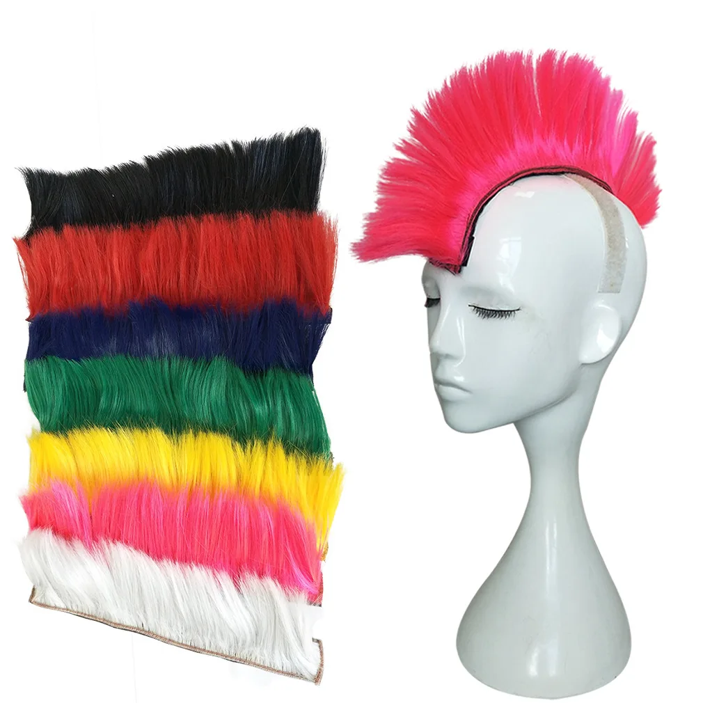 Colorful Helmet Decorations Hair Punk Bicycle Universal Synthetic Wigs Hawks Mohawk Reusable Motorcycle Car Accessories