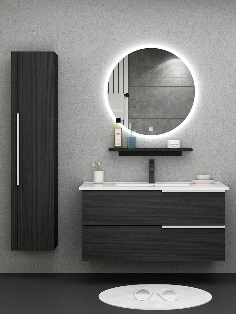 Nordic bathroom cabinet combination modern simple light luxury bathroom face wash basin cabinet wall-mounted