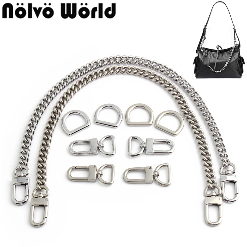 1/3/10Sets Silver Metal Carabiner Clips Hook Roller Buckle For Bags Chain Handbag Shoulder Puller Head D Ring Rivet Accessories