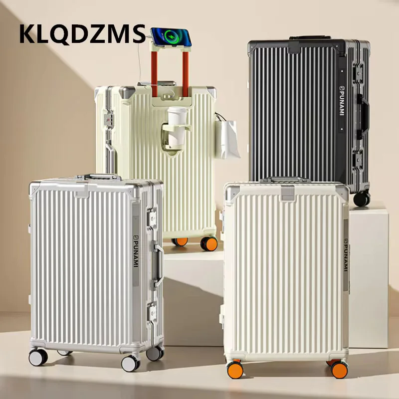 KLQDZMS New Suitcase 20"24"26 PC Boarding Box Men's Aluminum Frame Trolley Case Business Password Box Carry-on Travel Luggage