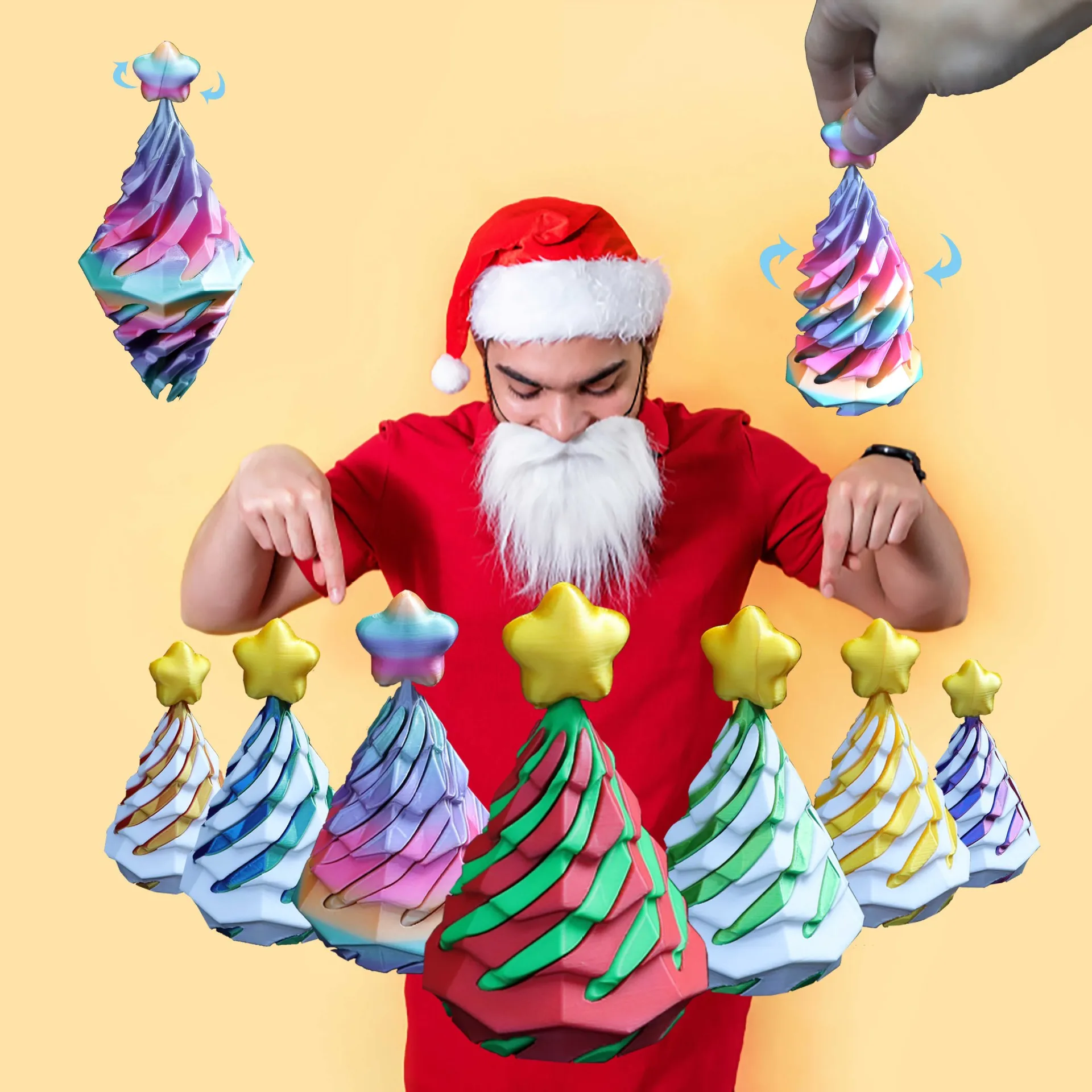 Christmas Tree Christmas 3d Printed Push-pull Fun Stress-relieving Magic Tool Stress-relieving Small Ornaments