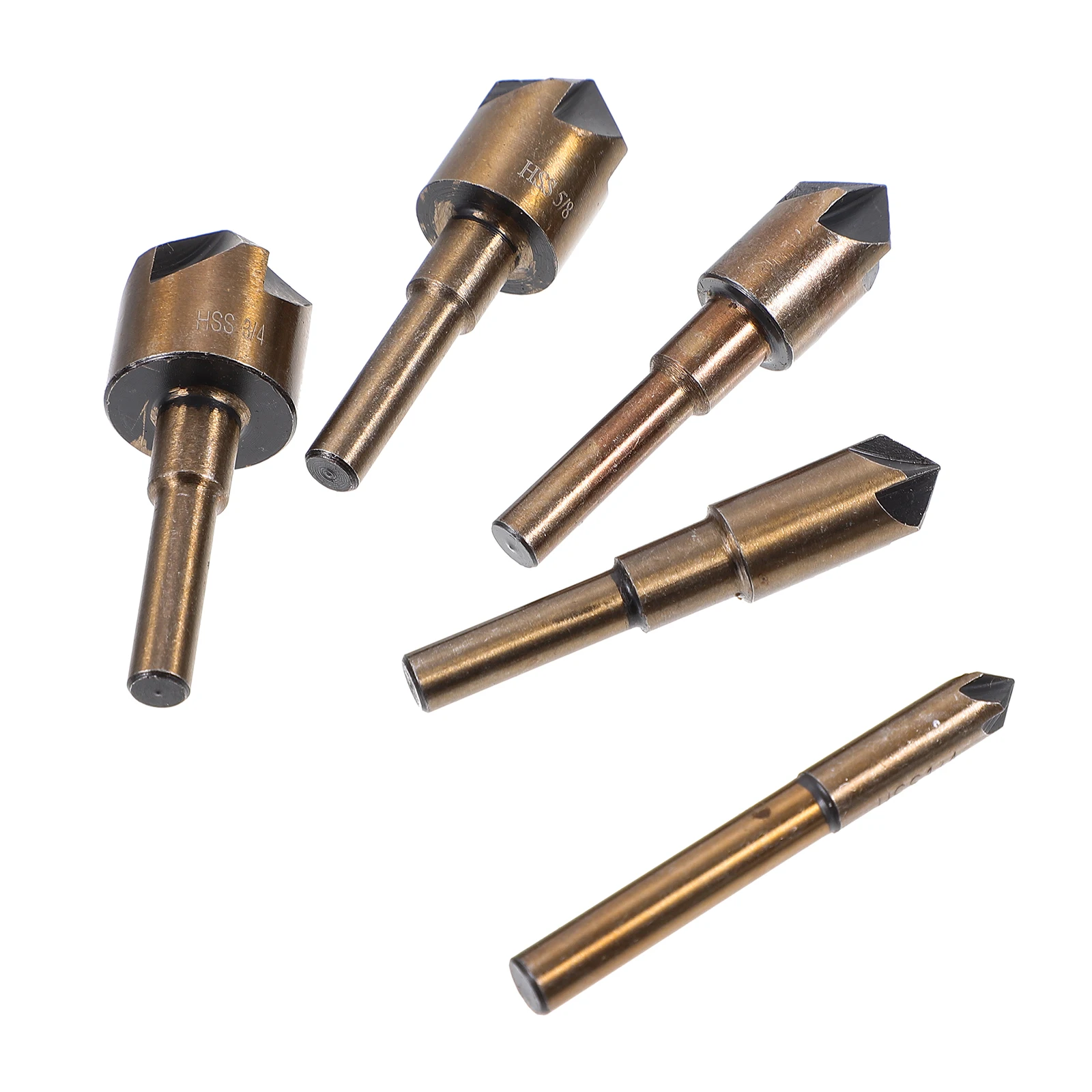 

5PCS Five-edged Chamfer Drill Bits Woodworking Counter Sinker High Speed Steel Tools British System Deburring Reaming Tool