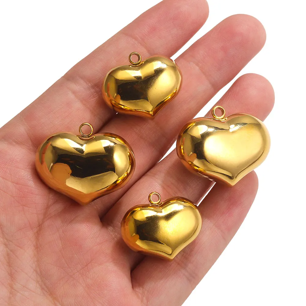 

2pcs Gold Plated Stainless Steel Peach Heart Pendant Love DIY Charms For Earrings Necklace Jewelry Findings Parts Accessories