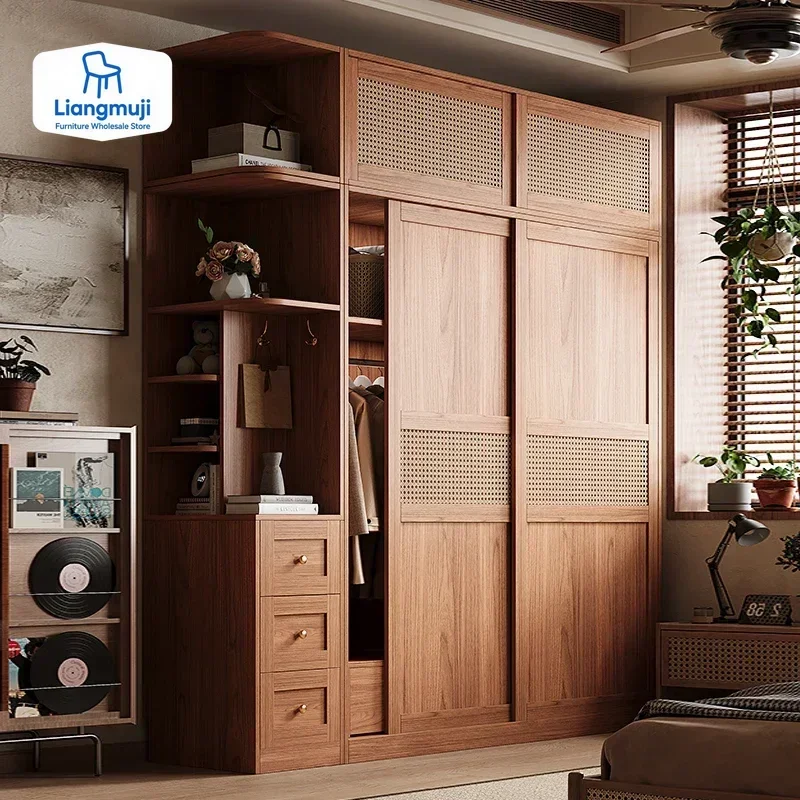Large Drawers Locker Wardrobes Rattan Women Nordic Sliding Door Storage Closet Organizer Rack Teen Armario Furniture Home mueble