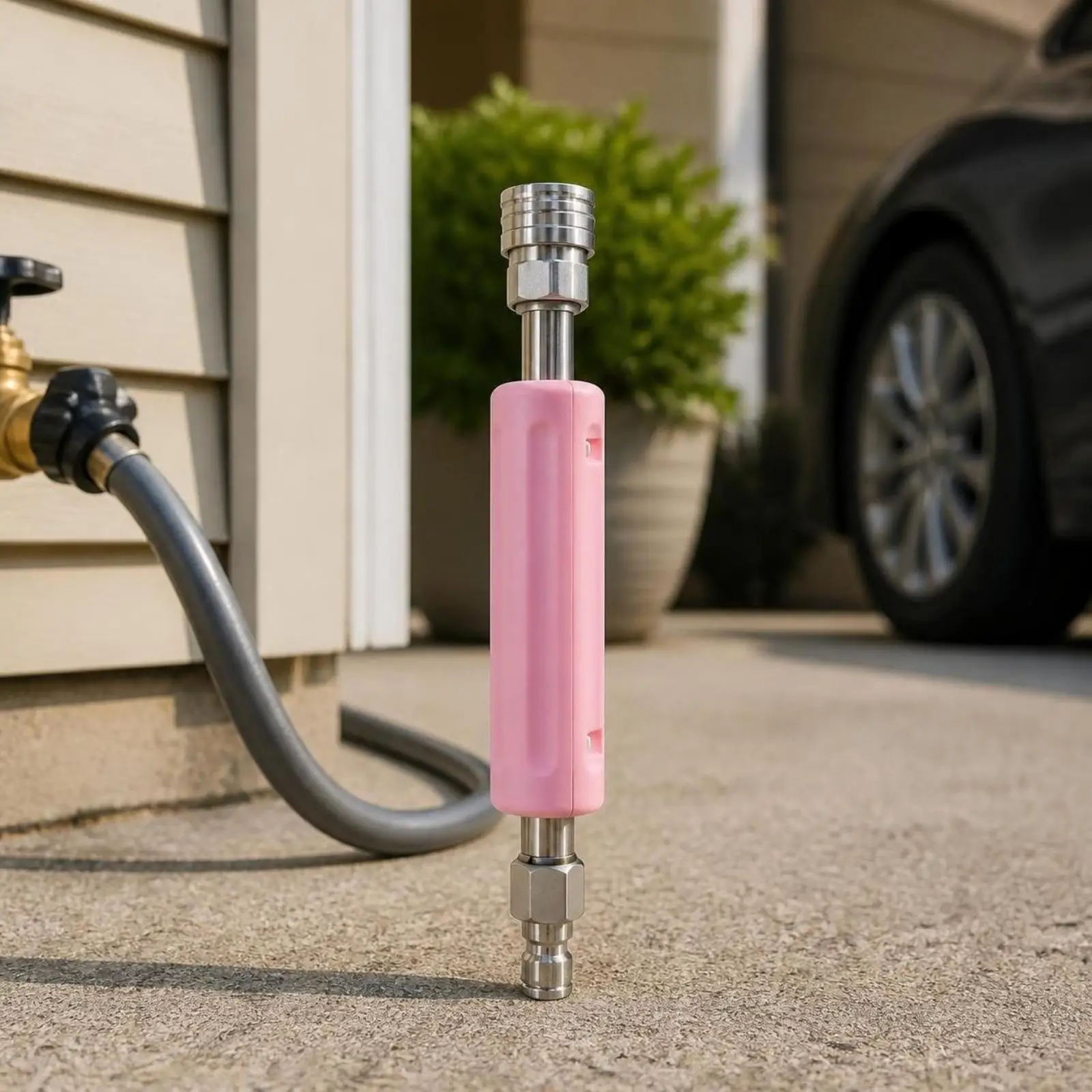 Pressure Washer Extension Bar 20cm Stainless Steel with Comfort Grip Sleeve and 1/4 Male Female Fittings for Car Wash and