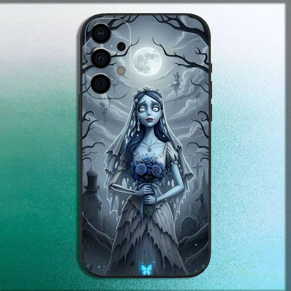 حافظة هاتف C-Corpse Movie Bride E-Emily لهاتف سامسونج جالاكسي A73,72,71,A52,51,40,41,A22,A32,31,A13,12,Note20 غلاف أسود ناعم