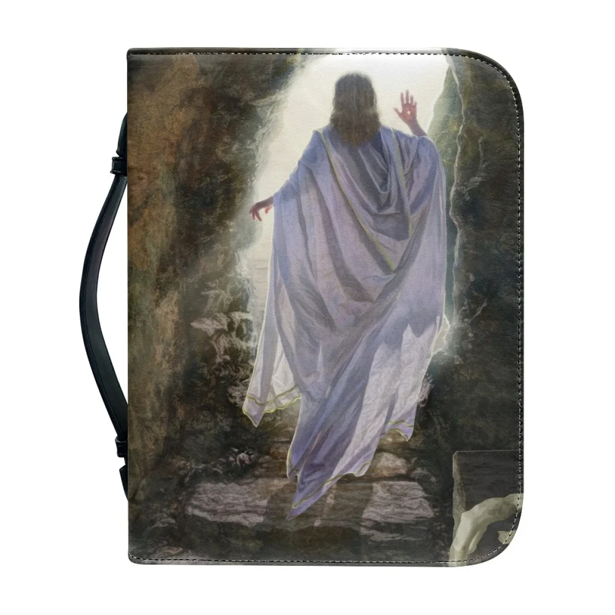 Mulheres Bíblia Capa Case, Jesus Impressão Gráfica, Portátil Bíblia Sacos De Armazenamento, Couro Genuíno, Com Zíper Handle Bolsas, Saco Bíblia Sagrada