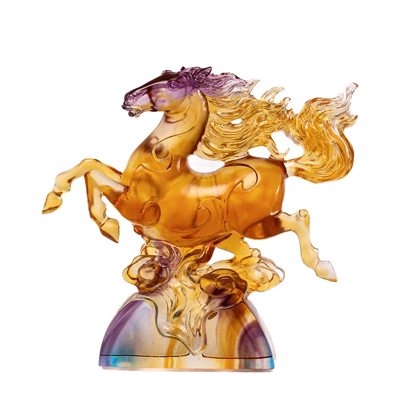 R%* Artisan-Crafted K9 Crystal Glass Horse Statue Handmade Luxury Animal Sculpture Jiangsu Executive Office Decor Ornament