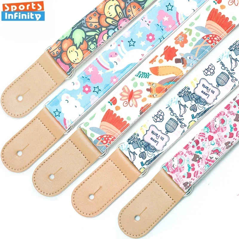 1pc Fashion Cartoon Guitar Strap Cute Colorful Should Belt for Ukulele Electric Wood Guitar Ukulele Universal Guitar Strap