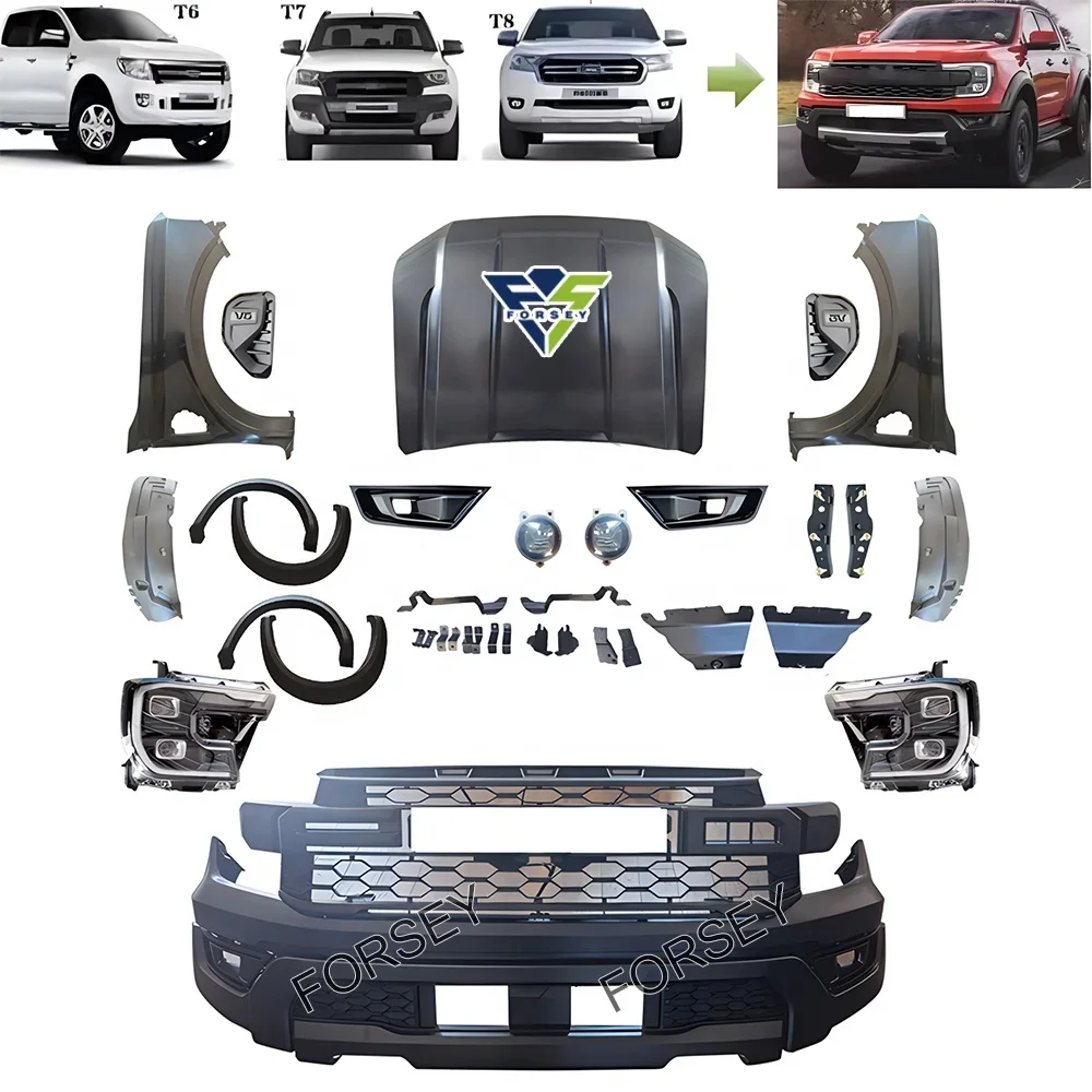 

Upgrade Raptor 2023 Accessories Body Parts Wide Front Bumper Body Kit For Ranger T6 T7 T8 2012-2020