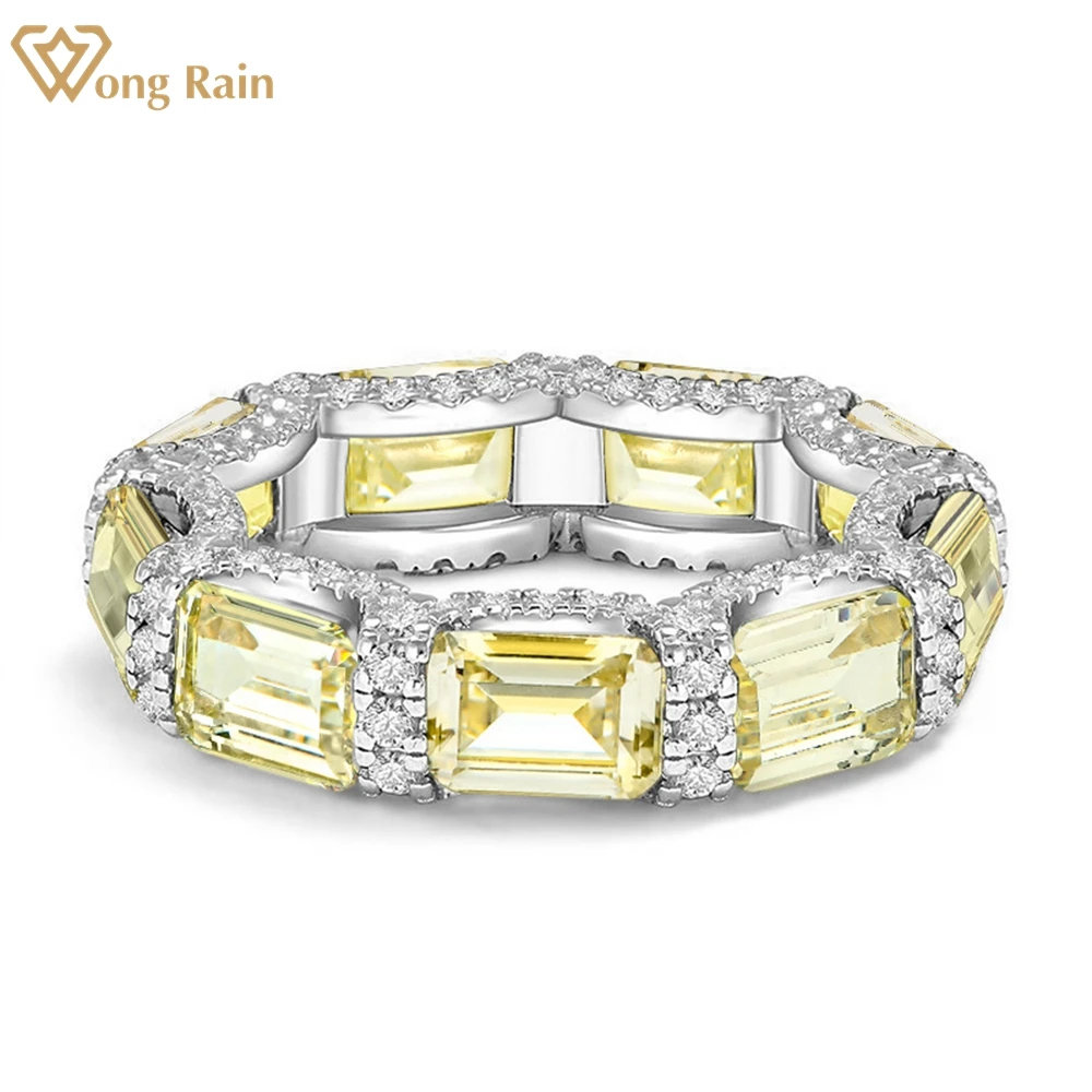 Wong Rain Classic 925 Sterling Silver Created Moissanite Citrine Emerald Ruby Amethyst Gemstone Ring Fine Jewelry Wedding Band