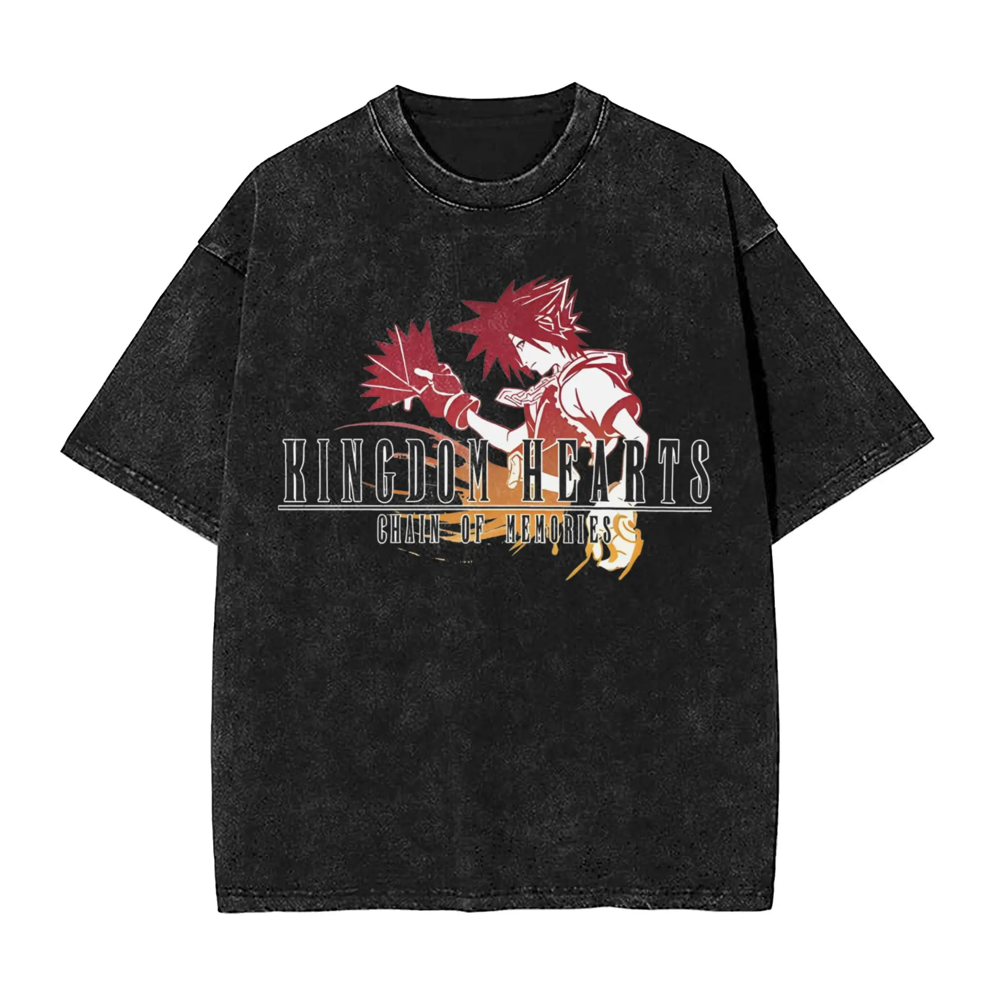 Washed T Shirt Sora - Kingdom Hearts Chain of Memories T-Shirt Oversize  Streetwear Short Sleeve Printed Tops Tees Men Women