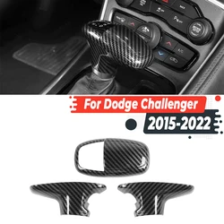 Carbon Fiber Look Car Gear Shift Knob Decoration Cover Gear Shift Handle Sticker For Dodge Charger/Challenger 2015+Durango 2018+