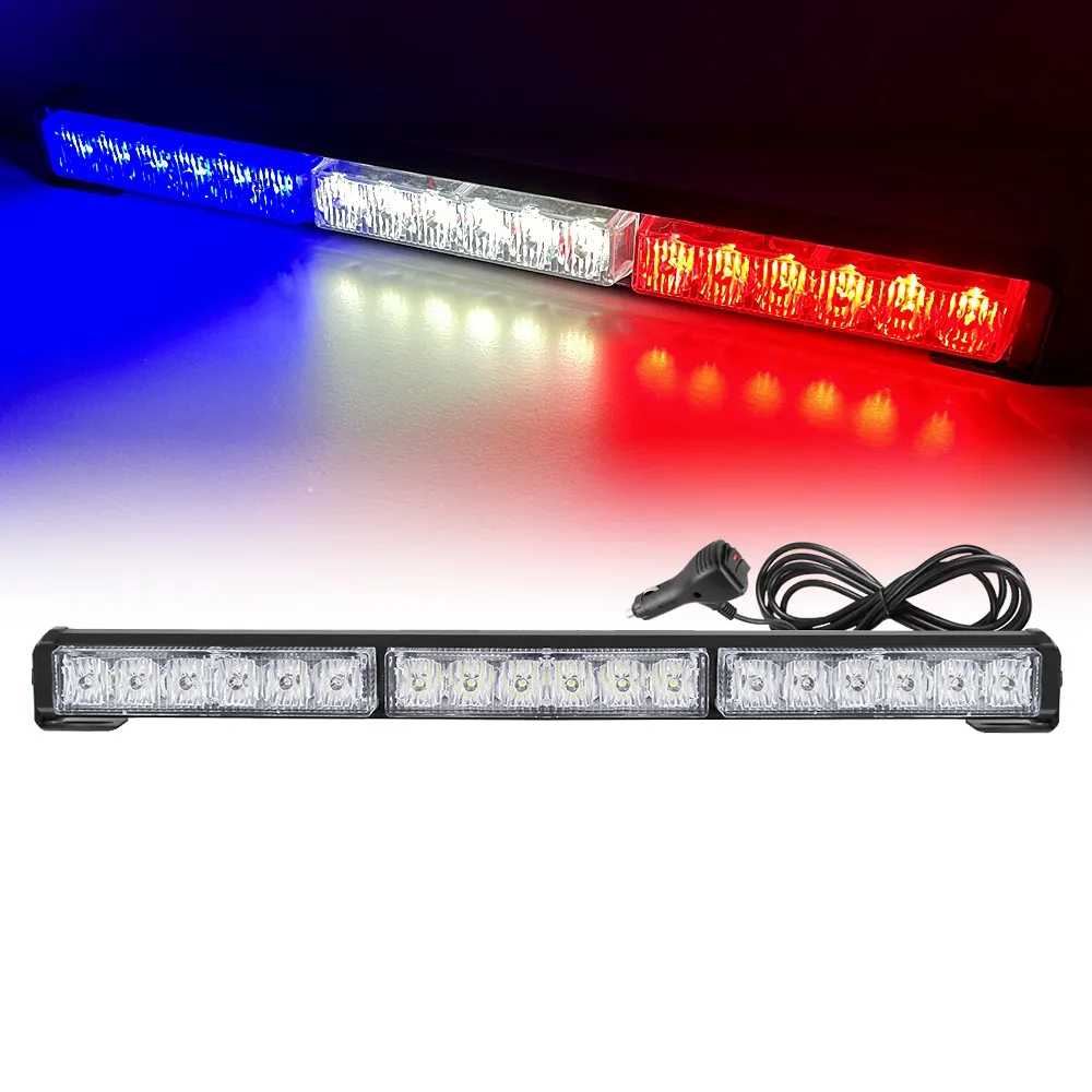 18LED Car Truck Fireman Police LED Emergency Strobe Warning Light Bar Red Blue Yellow Flashing Safety Signal Lamp Beacon 12V 24V