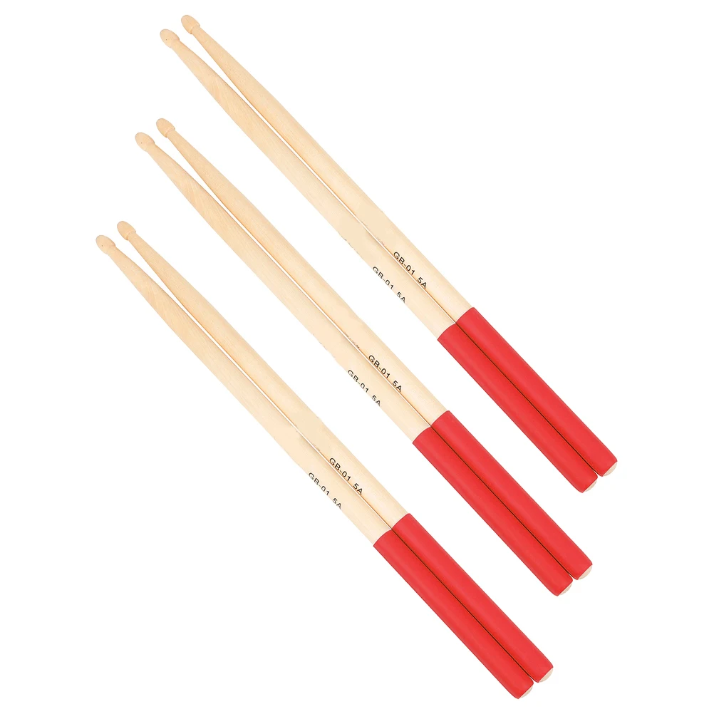 

3 Pairs Anti-slip Drum Stick Sticks for Adults Practice Drums Accessories Drumstick Red Drumming Child
