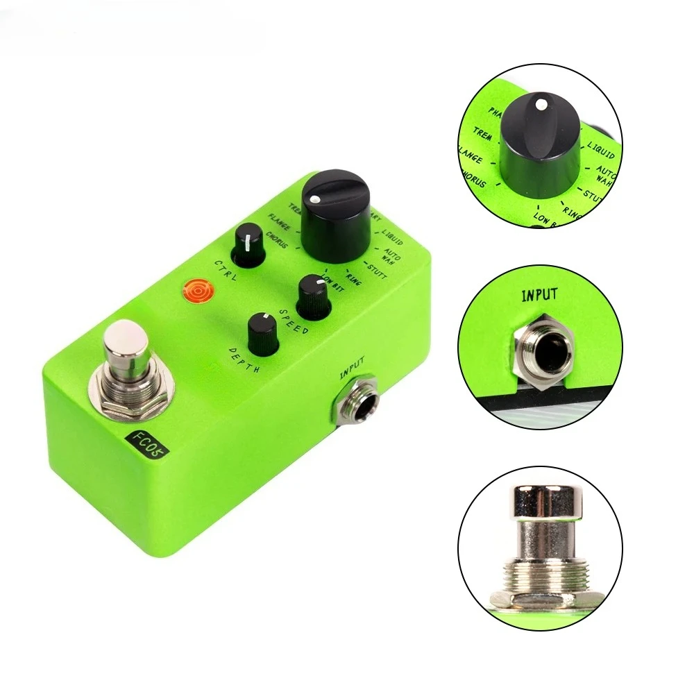 Pedal de efectos múltiples FC05 Modulation para guitarra, 11 modos: Chorus, Flanger, Tremolo, Phaser, Vibrato, Auto Wah, True Bypass