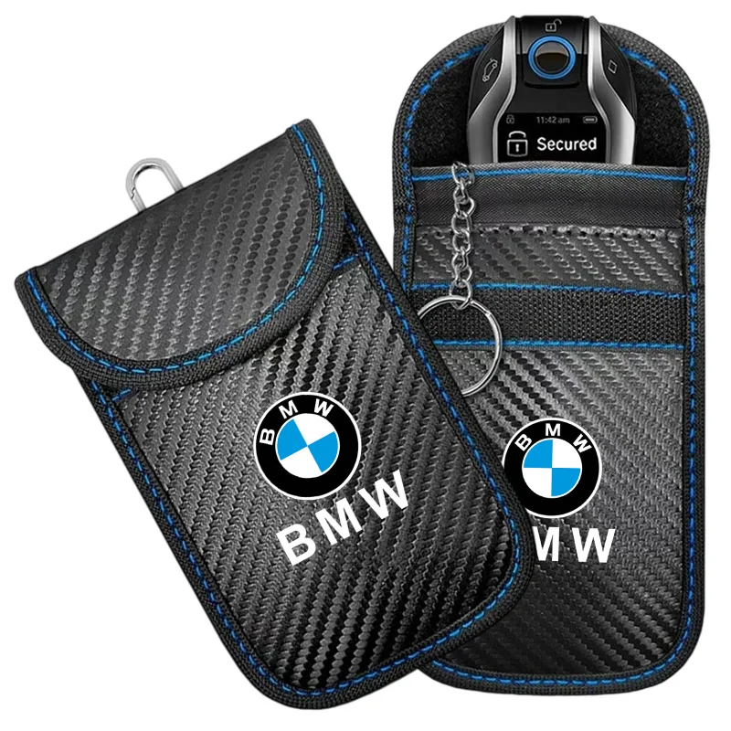 Für BMW Logo Autoschlüssel-Etui Signalblockierende Faraday-Tasche Schlüsselhülle Diebstahlsicherer Autoschlüssel-Aufbewahrungsorganizer mit Verschleißfestem Material