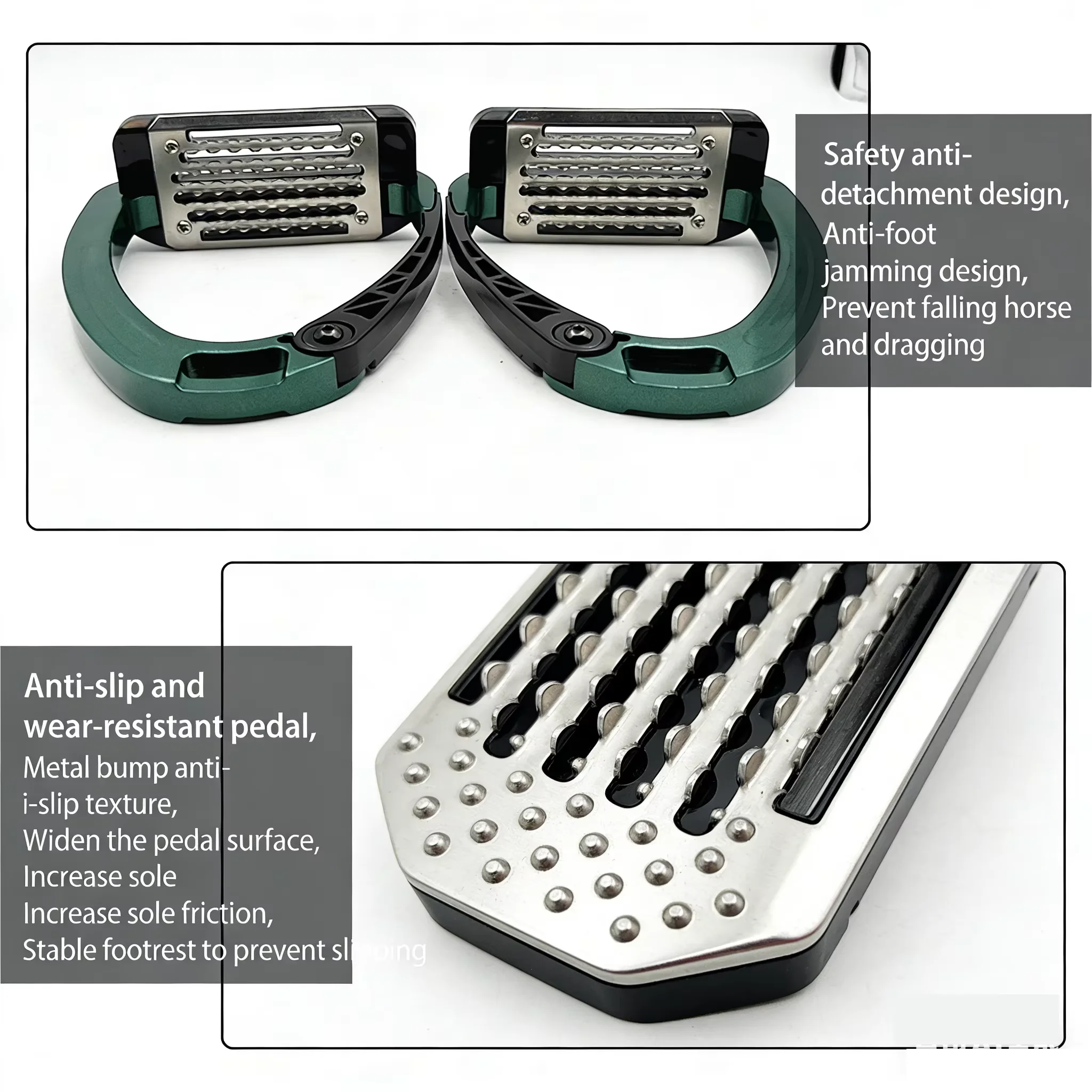 Sicherheitssteigbügel aus Aluminiumlegierung, Reitausrüstung, rutschfeste Fußpedale, ritterspezifische stoßdämpfende Steigbügel – Detail 3