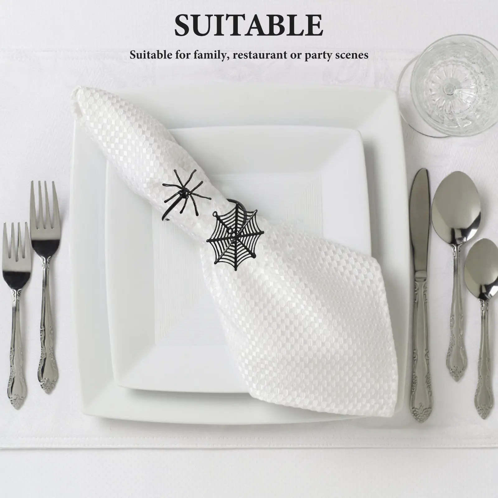 6Pcs Spider Web Napkin Rings Halloween Party Table Decor Creative Spooky Design Serviette Buckle Holder Elegant Dinner