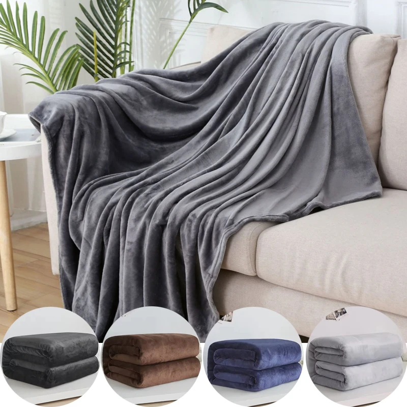 WOSTAR Winter warm flannel blanket extra large fleece blanket for bed microfiber fluffy plush antistatic fuzzy faux fur blankets