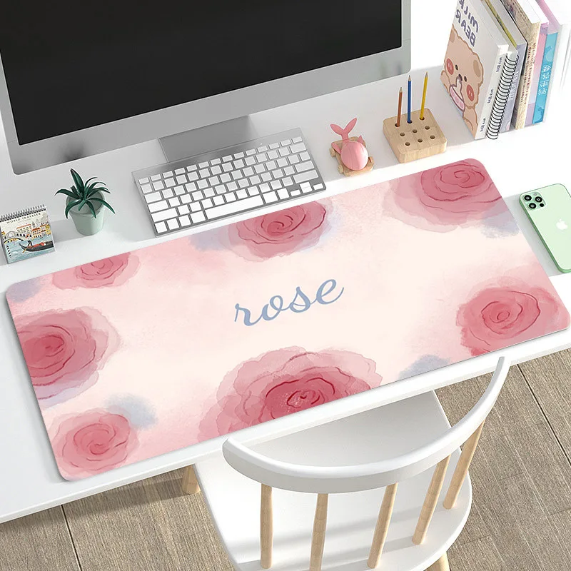 Creative rose mouse pad, oversized leather pu beautiful flower computer keyboard pad, student learning pad, office desk mat