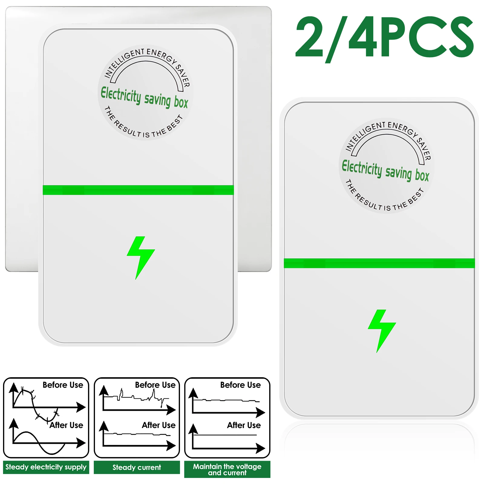 2/4Pcs Plug Electric Energy Saver Home Electricity Reducer Electric Saving Box High Efficiency Energy Saving Device Tool