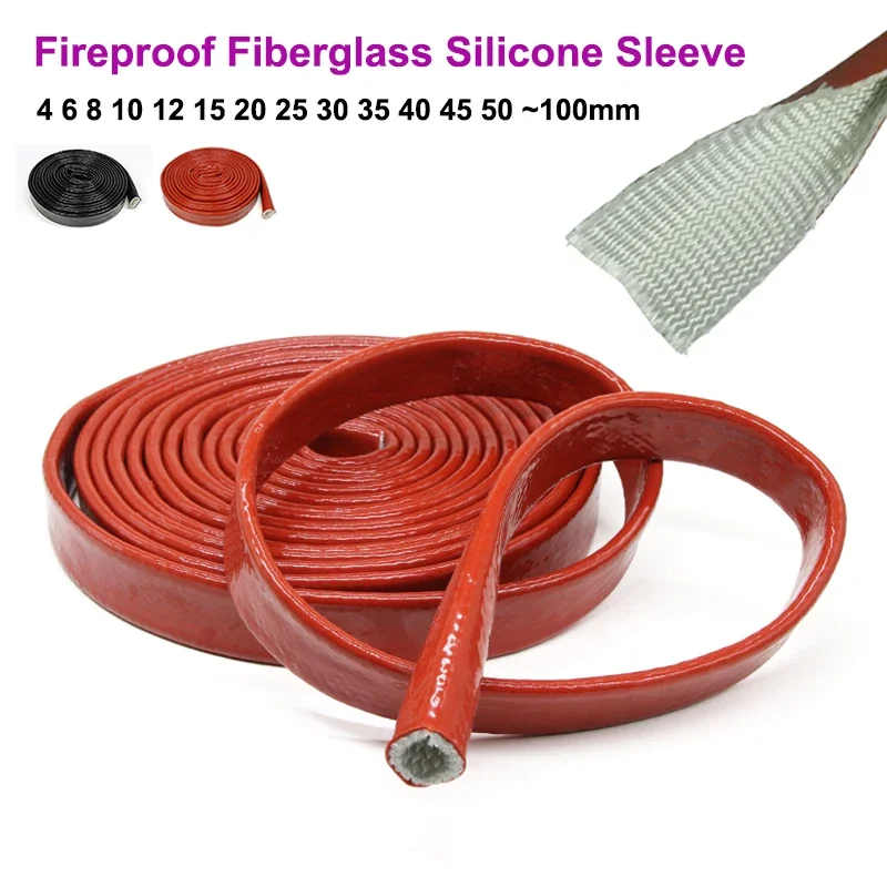 

Silicone Fiberglass Tube Coated Glass Fiber Braided Fireproof Sleeve Fire Retardant Case Sheath High Temperature Cable Sleeve