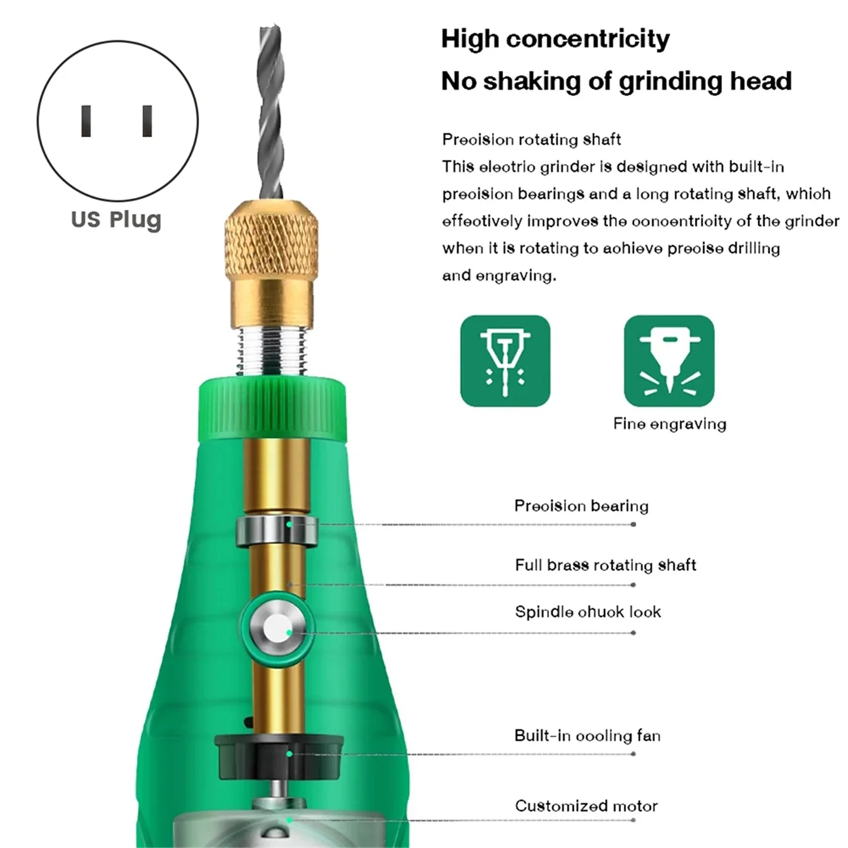 Mini Drill Polishing Engraver Pen Grinder Electric Rotary Tool Grinding Machine Miniature Household Tool US Plug