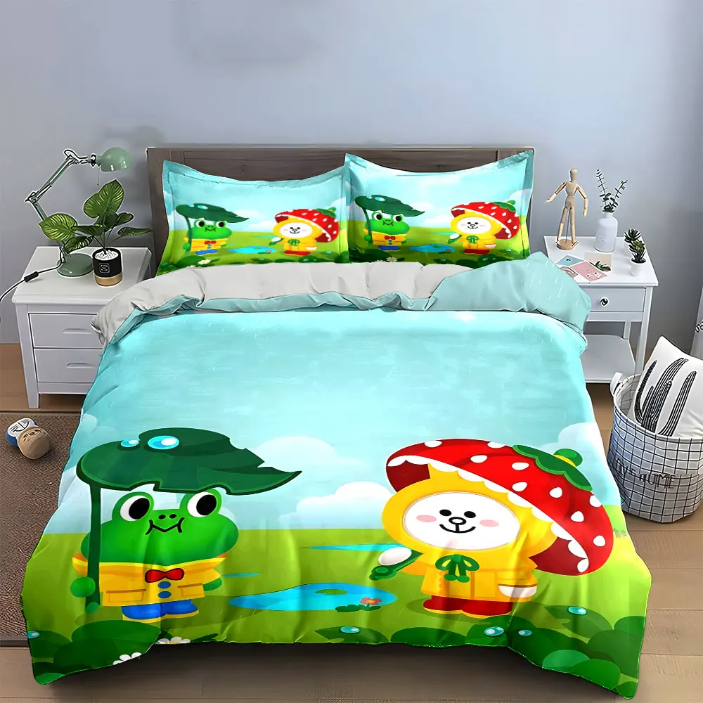 Rainy Day Cartoon Decor Trio Bedding Set with 1 Duvet Cover 2 Pillowcases Single Double King Queen, Gift