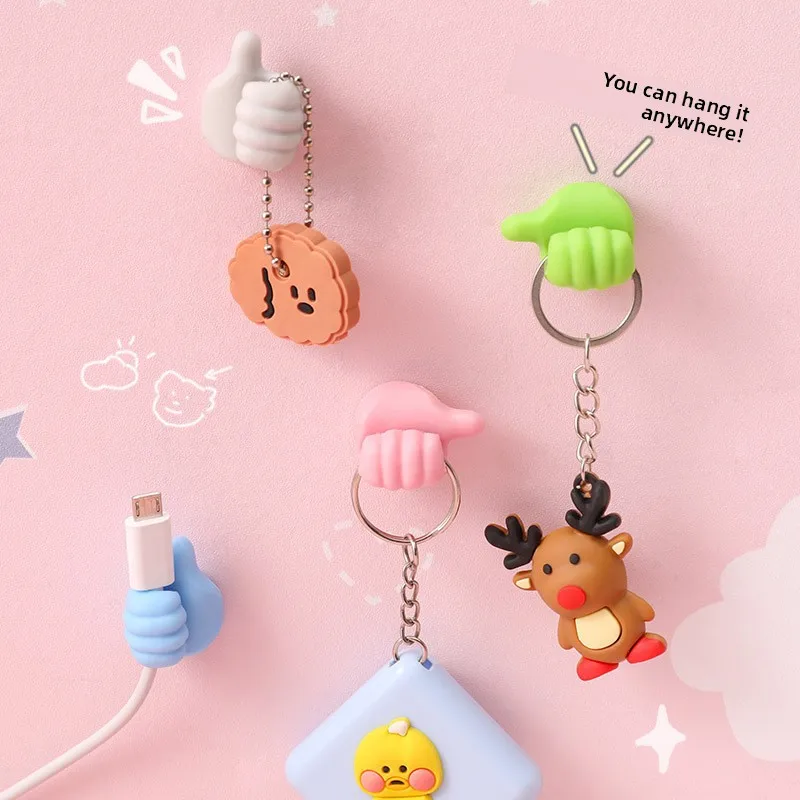 10Pcs Thumb-Shaped Cable Organizer Storage Clips No-Drill Adhesive Hooks Plastic Perfect for Charging Cables Cord Holder