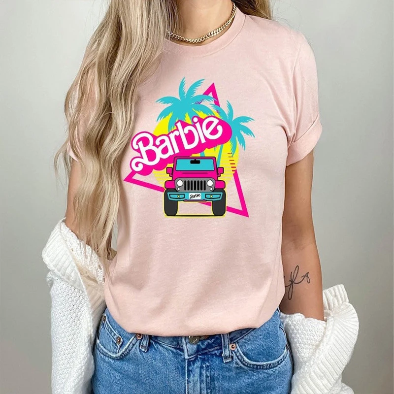 2024 New Women\'s T-Shirt Short-Sleeved Barbie Cartoon Spring and Summer Casual Round Neck Printed Goddess Simple Style T-Shirt