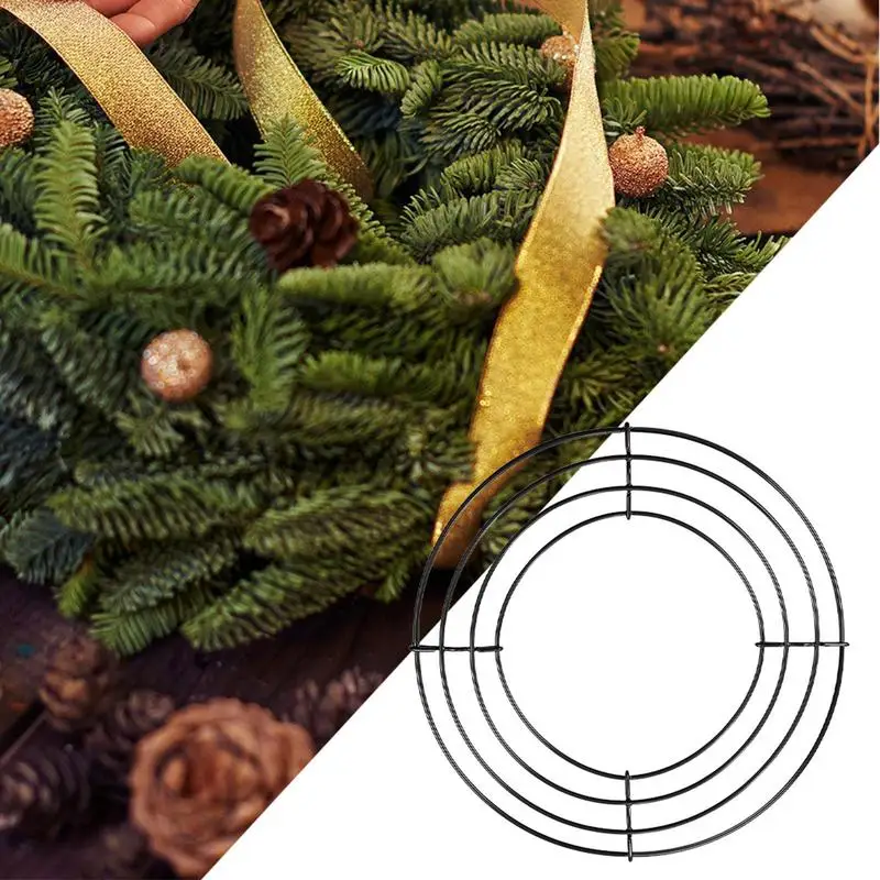 Metal Wreath Frame Wire Wreath Rings For Christmas Round New Year Wreath Crafting Frame Front Door Fake Flower Fixed Frame - Image 2