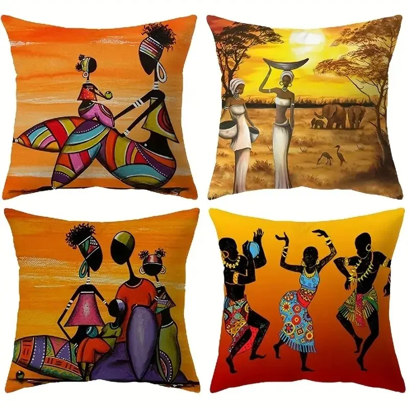 1pcs Indoor OutdoorWashable Traditional African Women Pillowcase, Spring Summer Mother's Day Themed Party Supplies