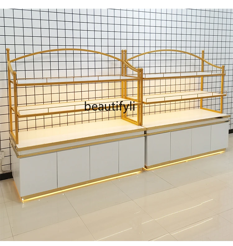 

Bread Counter Display Cabinet Cake Shop Baking Side Island Cabinet Biscuit Display Rack Counter Shelf