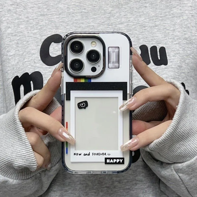 Polaroid frame with black border for 15pro phone case 13/12/full package/14Pro transparency