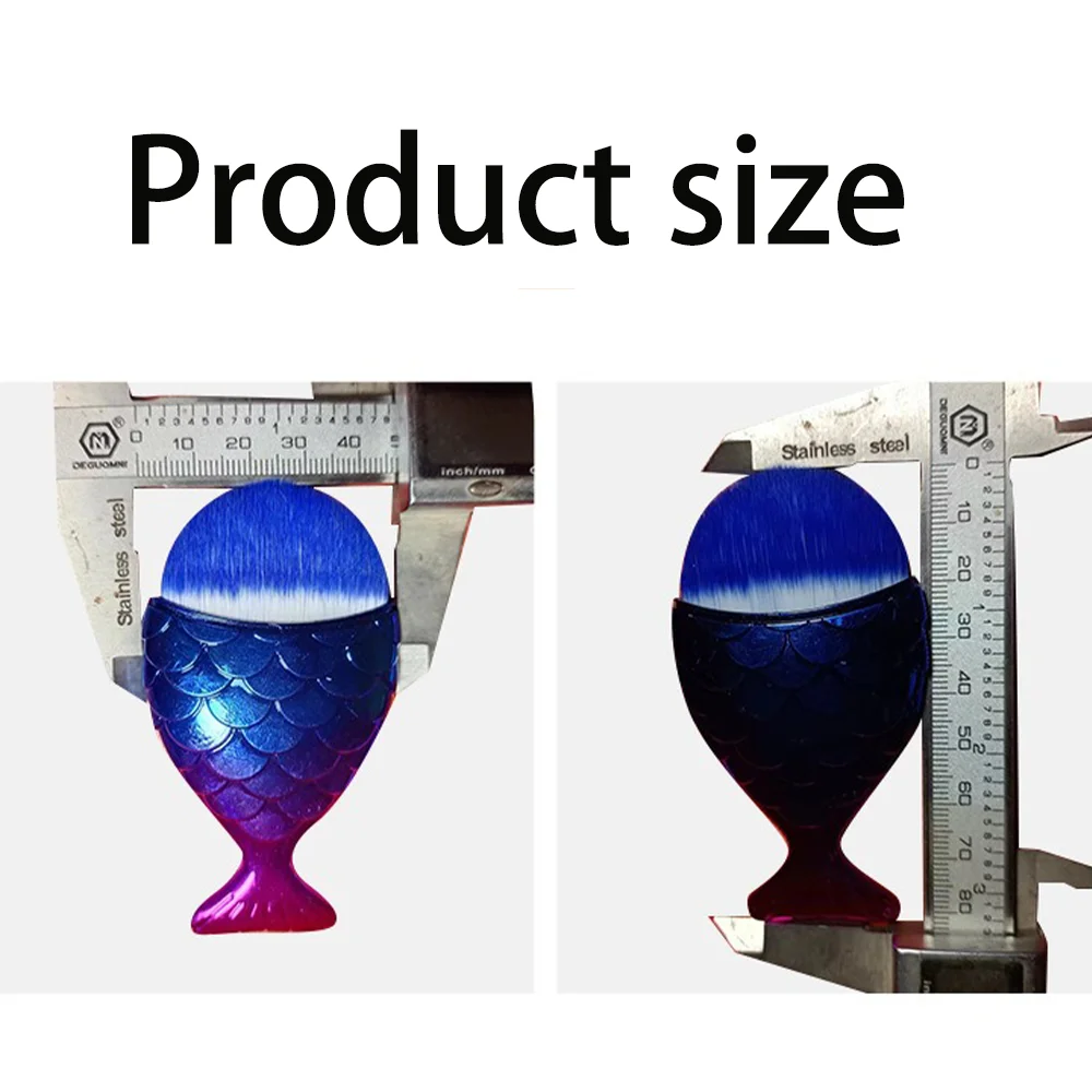 1 hermoso pincel de maquillaje de cola de pez, cerdas de poliéster, mango de ABS, adecuado para todo tipo de piel, herramienta de maquillaje de varita mágica