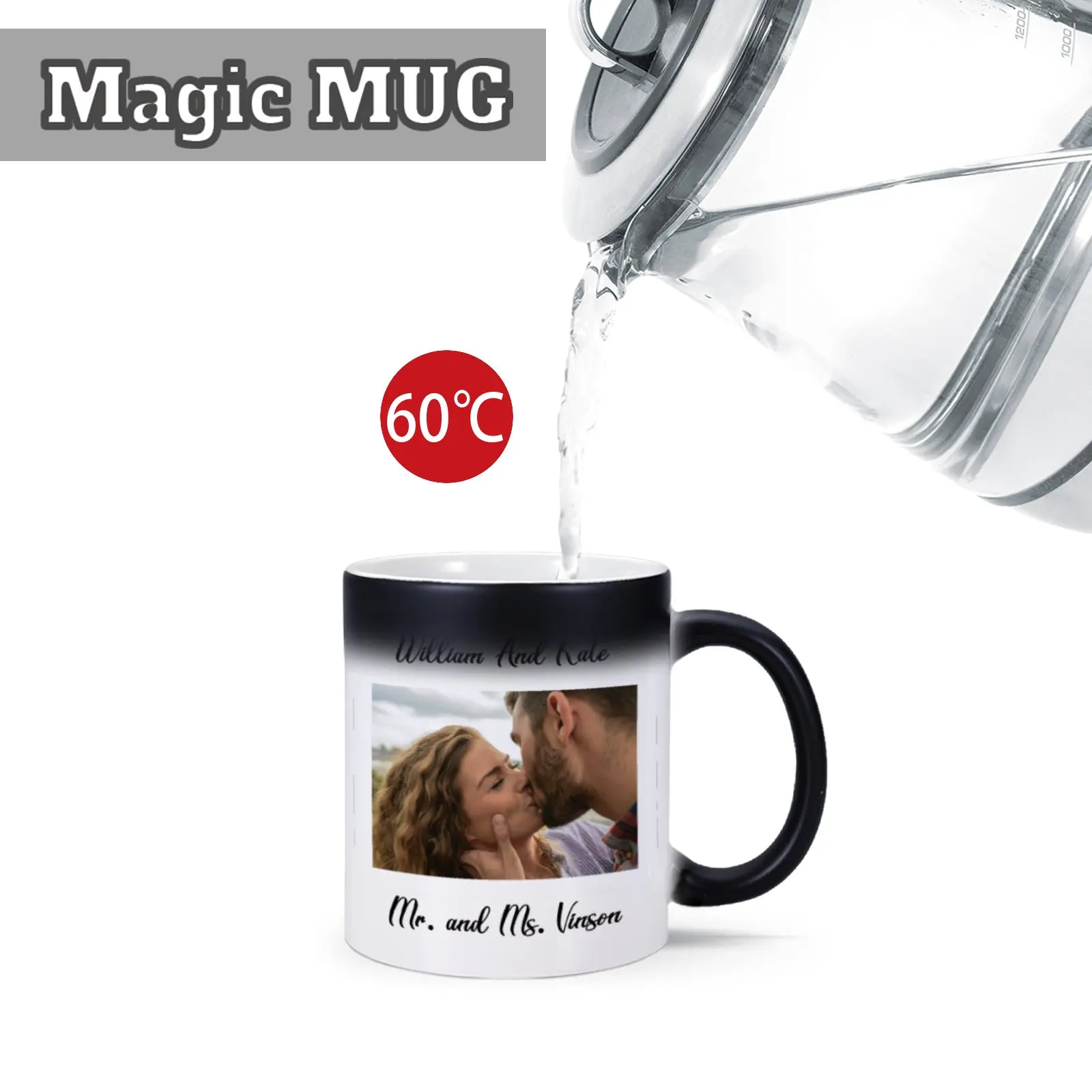 Personalised Magic Mugs Valentine's Day Gifts Custom Colour Changing Cup Heat Activated Couples Photo Name Printed On Mugs