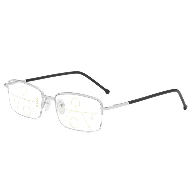 High Quality Progressive Reading Glasses Multifocal Men Women Anti Blue Light Magnifying Presbyopic Glasses Half Frame Gold Очки