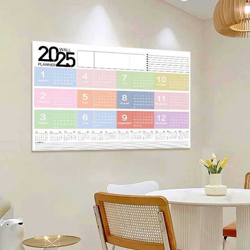 2025 calendario Planner foglio grande calendario da parete Kawaii To Do List agenda annuale Organizer Check List forniture per ufficio a casa