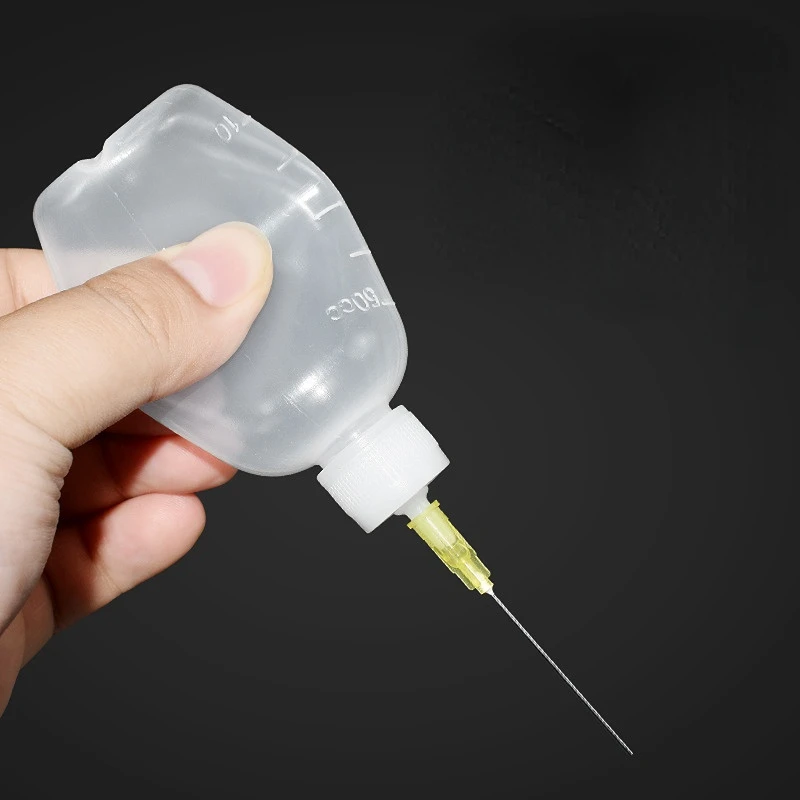 Botella de Alcohol líquido de plástico de 50ml con báscula para dispensador, pasta fundente de soldadura de colofonia para teléfono, herramientas de reparación de soldadura de limpieza PCB