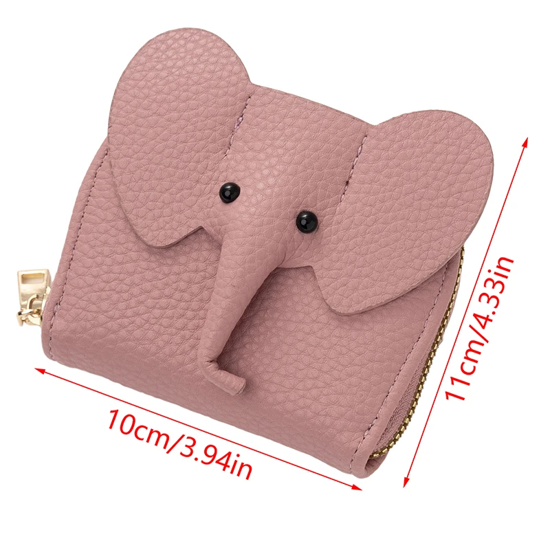 Porta biglietti da visita portafoglio per carte di credito in pelle di mucca femminile modello elefante con cerniera cambia borsa piccola custodia