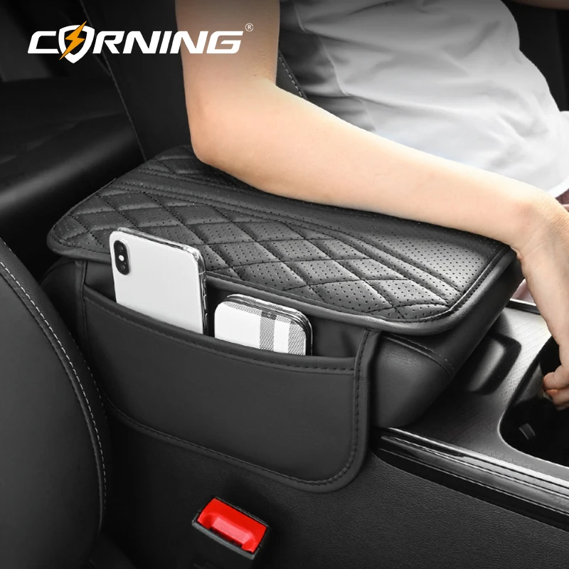 

Car Arm Rest Cushion PU Leather Vehicle Breathable Center Console Box Cover Universal Anti Scratch Armrest Box Protector Cover