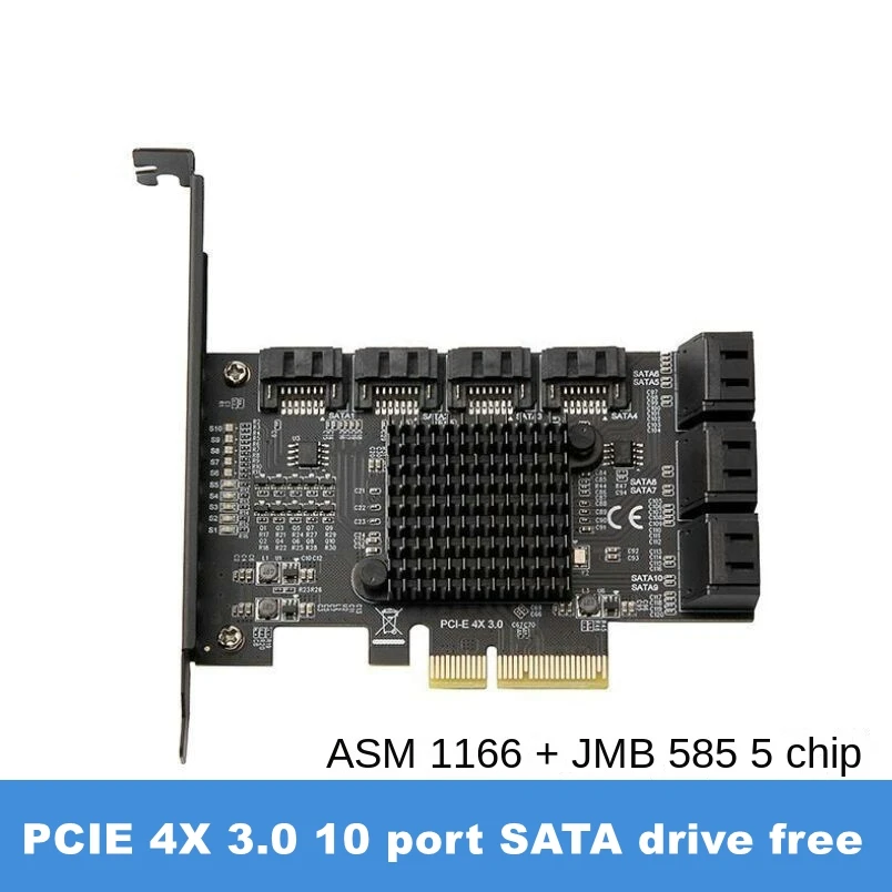 

SATA PCI-E Adapter 10 Ports PCI Express X4 To SATA 3.0 6Gbps Interface Rate Expansion Card Controller for HDD ASM1166 Accessory