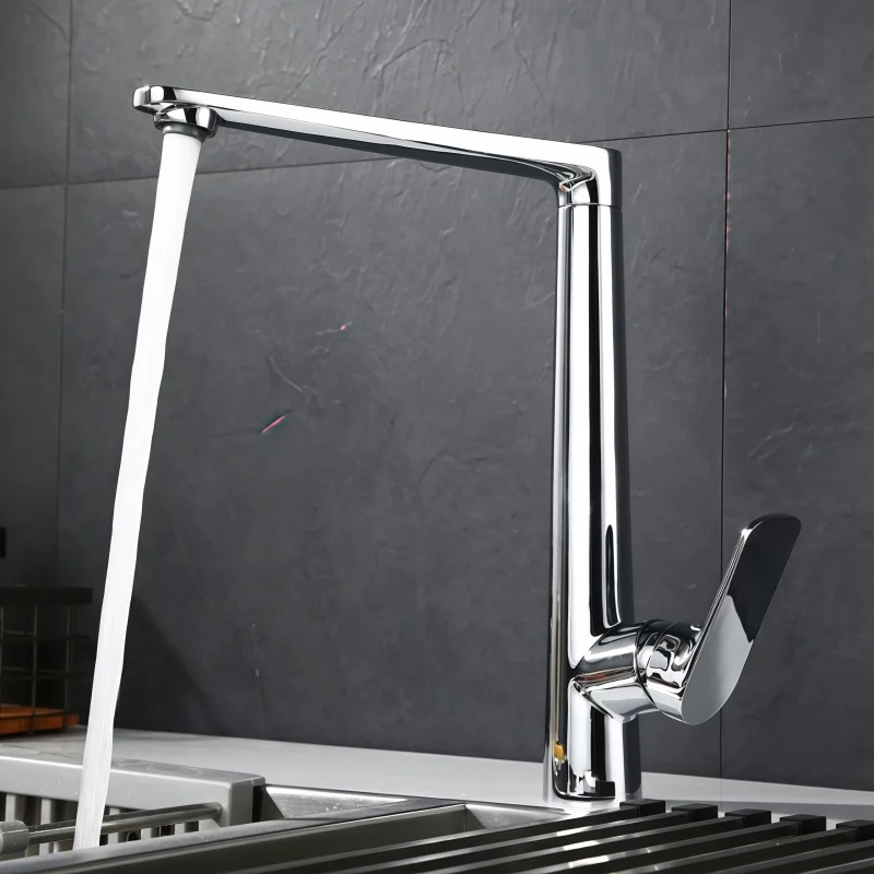 Nordic Style All-Copper Black Household Kitchen Faucet Hot and Cold Water Rotatable Kitchen Sink Faucet