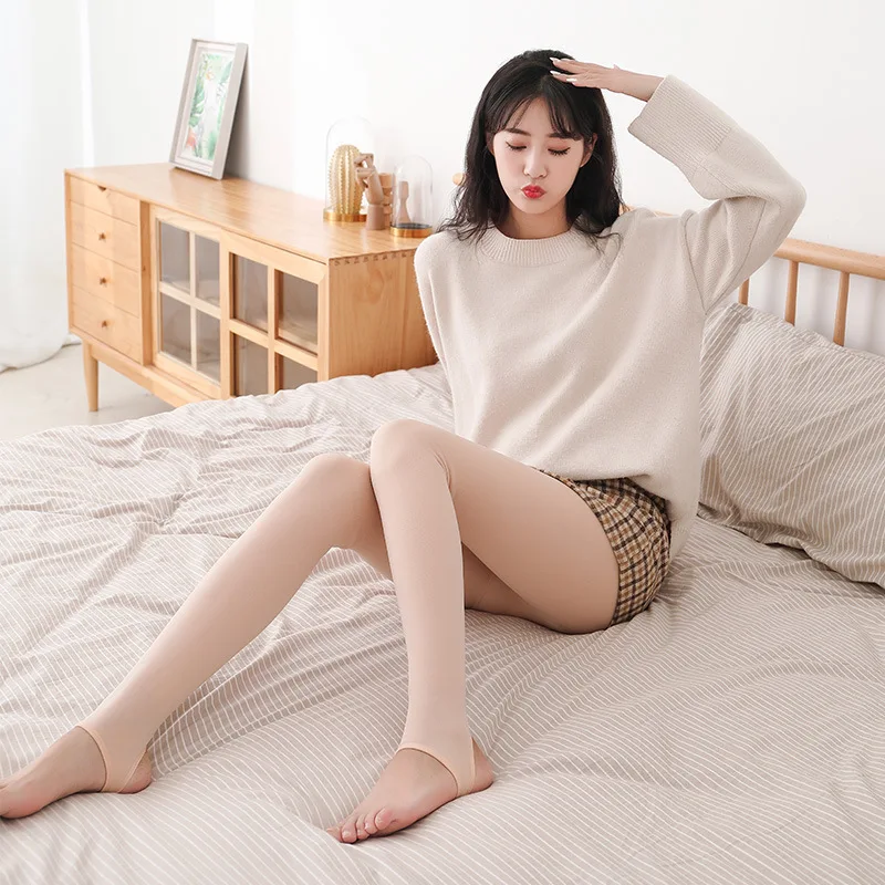 Female Tights Sexy Thermal Super Elastic 99% Similar As Real Leg Winter Stockings Single Layer Integrated Fleece Thick Pantyhose