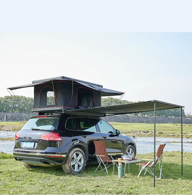 Single-Layer Waterproof Automatic Car Roof Extension Tent Oxford Canvas Material with Aluminum Carbon Fiber Pole for Camping