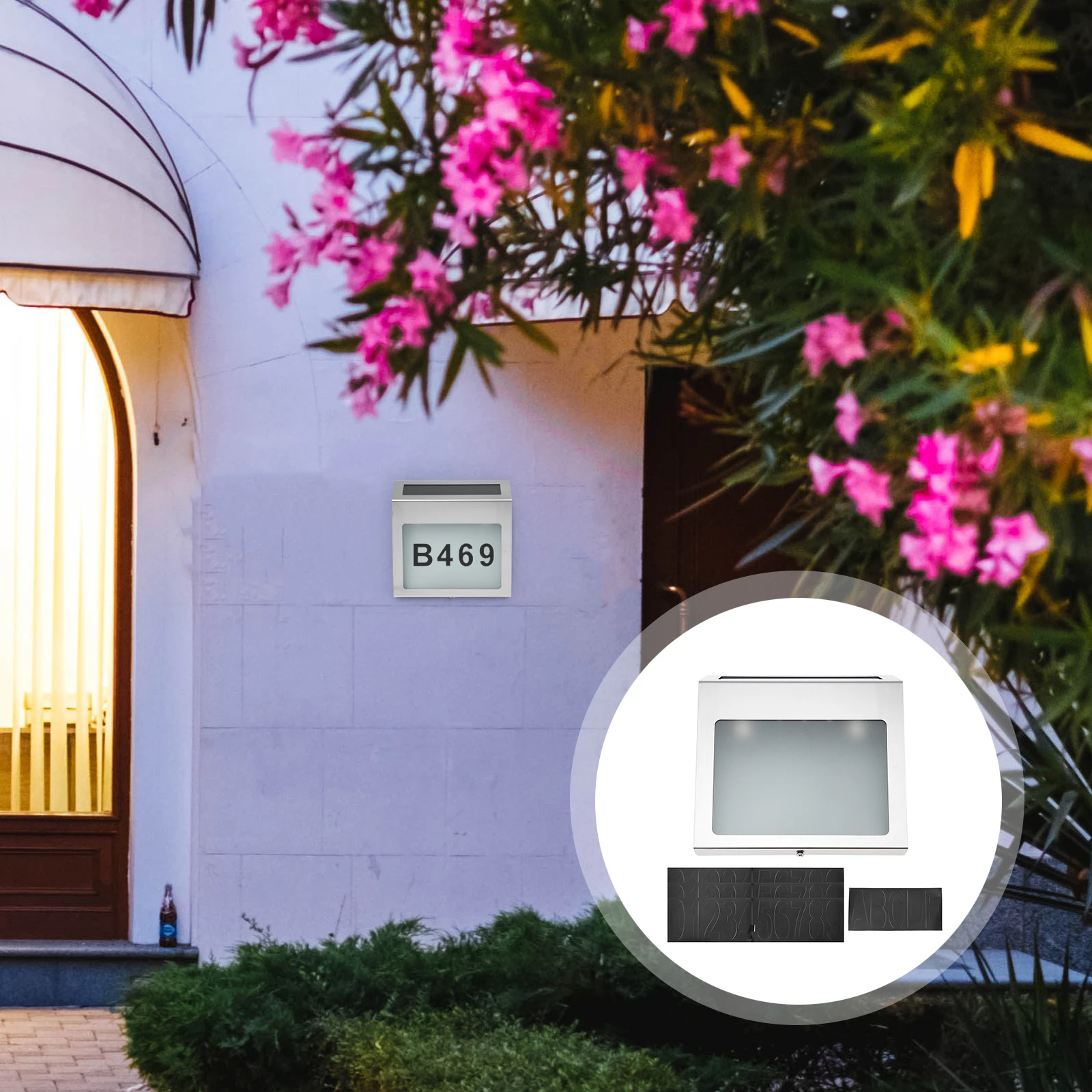 

Solar Doorplate Light Set Number Stainless Steel Address Sign Outdoor Solar Powered Energy Saving Waterproof Lamp