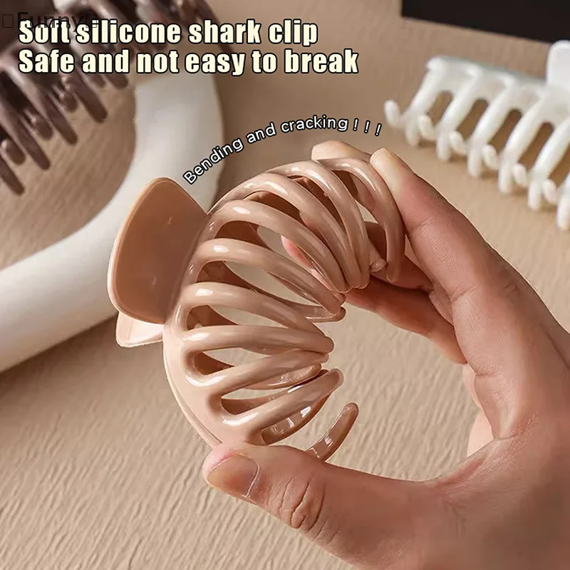 

〔Funny〕Soft Silicone Hairpin Shark Clip Hairpin Soft Anti-Collision Back Head Clip Anti-Fall Durable Butterfly Keel Clip